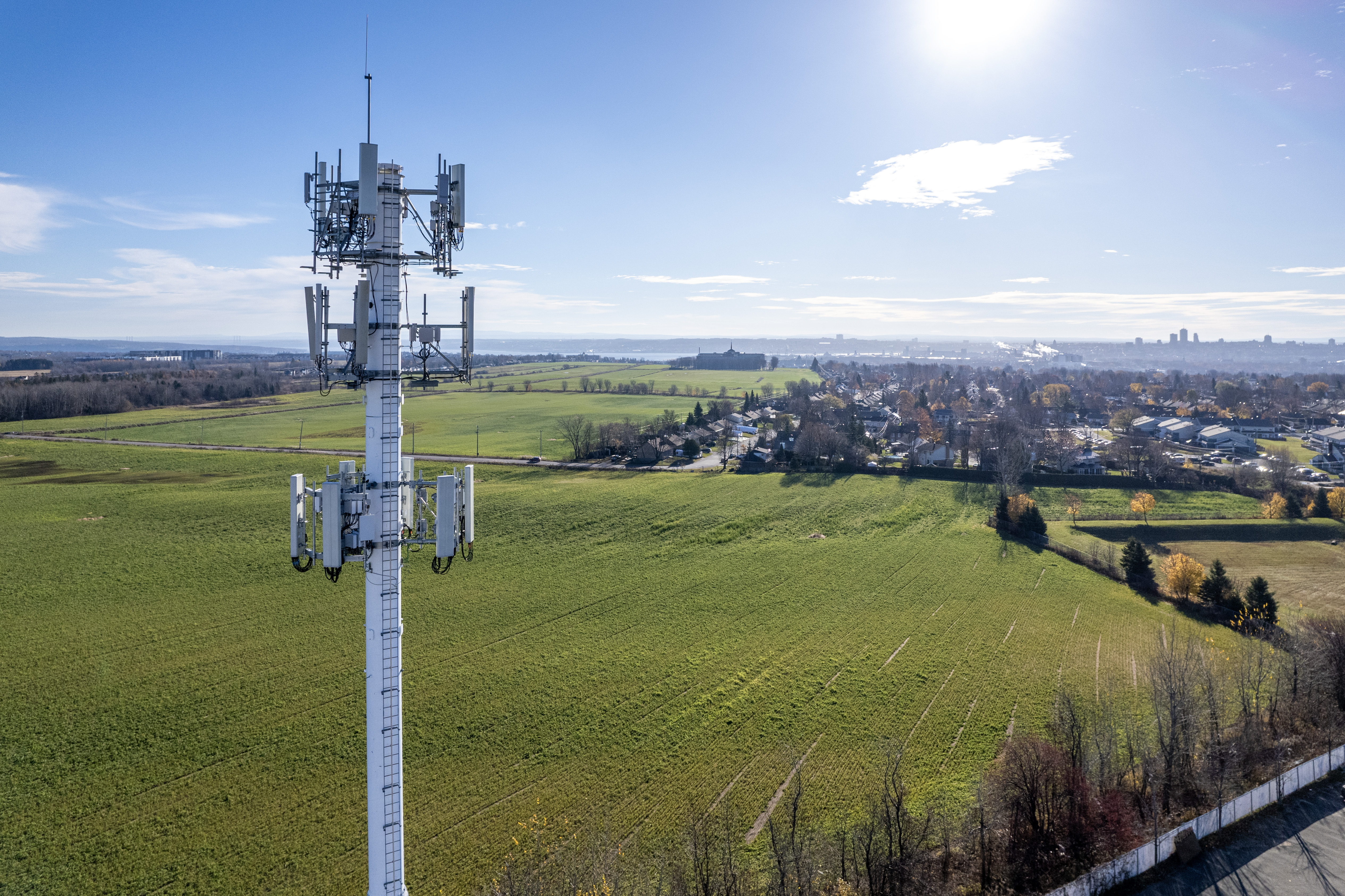Cell tower rising above the landscape